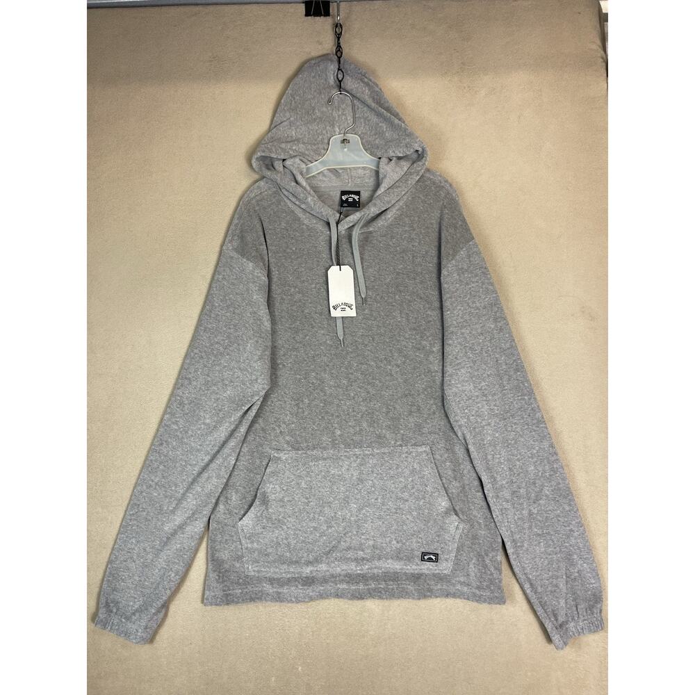 Billabong Hoodie‎ Mens L Gray Fleece Pouch Pockets Pullover Sweatshirt